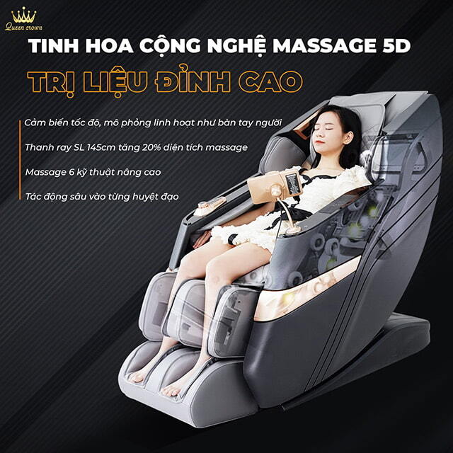 Ghế massage Queen Crown Fantasy X9 ứng dụng công nghệ 5D hiện đại
