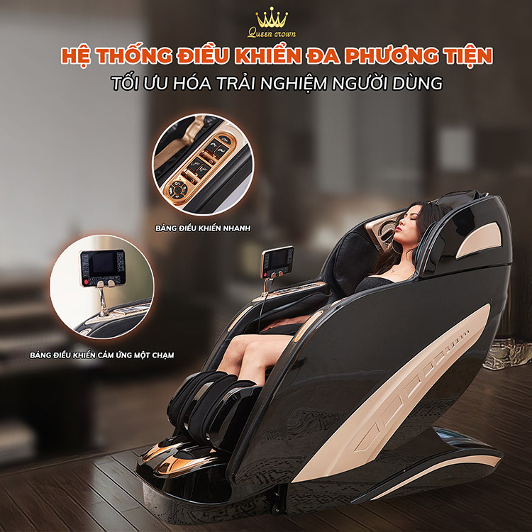 Ghế massage Queen Cron QC 488 Sport trang bị bảng điều khiển đa phương tiện