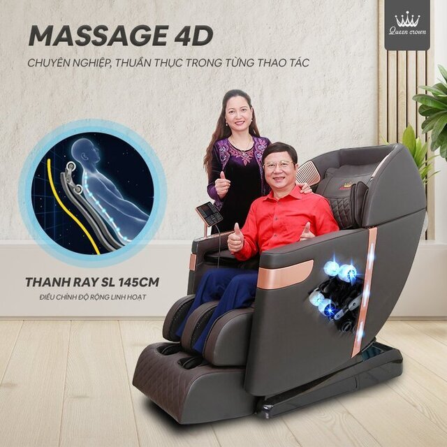 Ghế massage Queen Crown QC CX6 ứng dụng công nghệ massage 4D