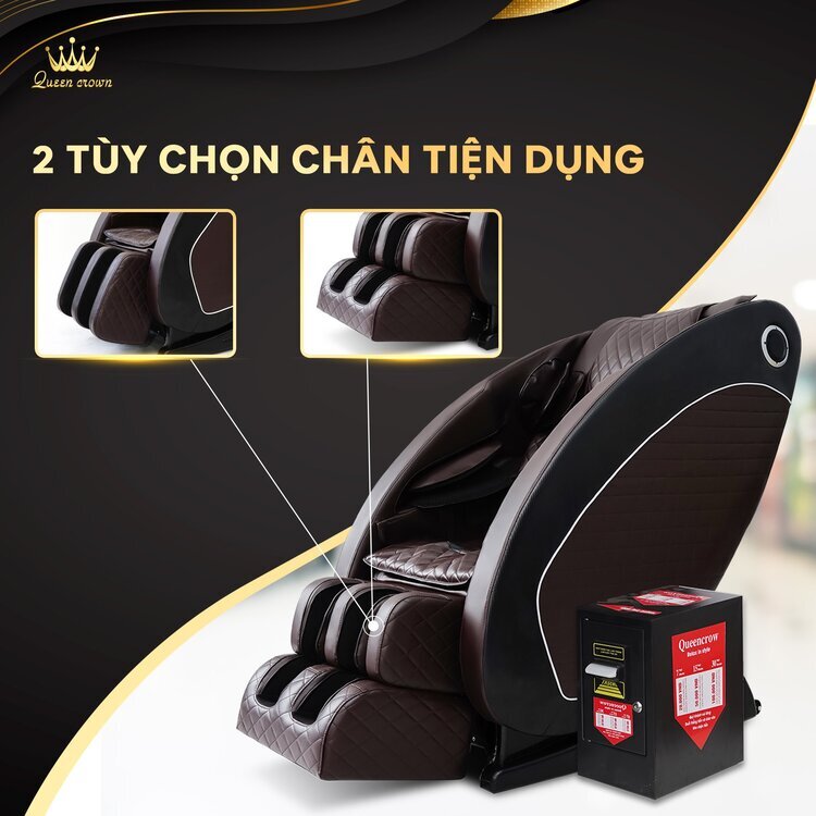 Ghế massage kinh doanh Queen Crown QC KD7 mang đến 2 tùy chọn chân