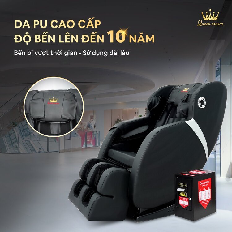 Ghế massage Queen Crown QC KD9 được làm từ da pu