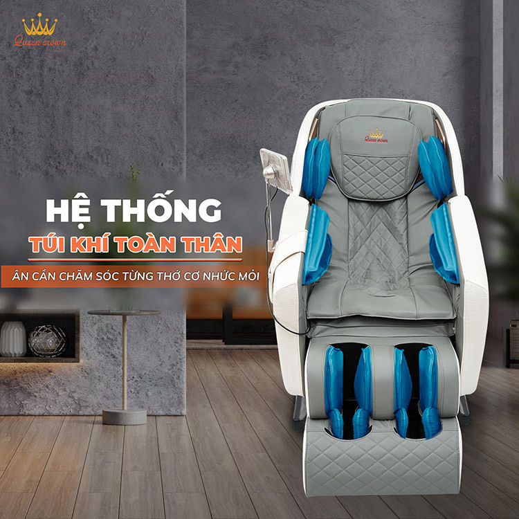 Ghế massage Queen Crown QC LX3 Eco trang bị hệ thống túi khí toàn thân