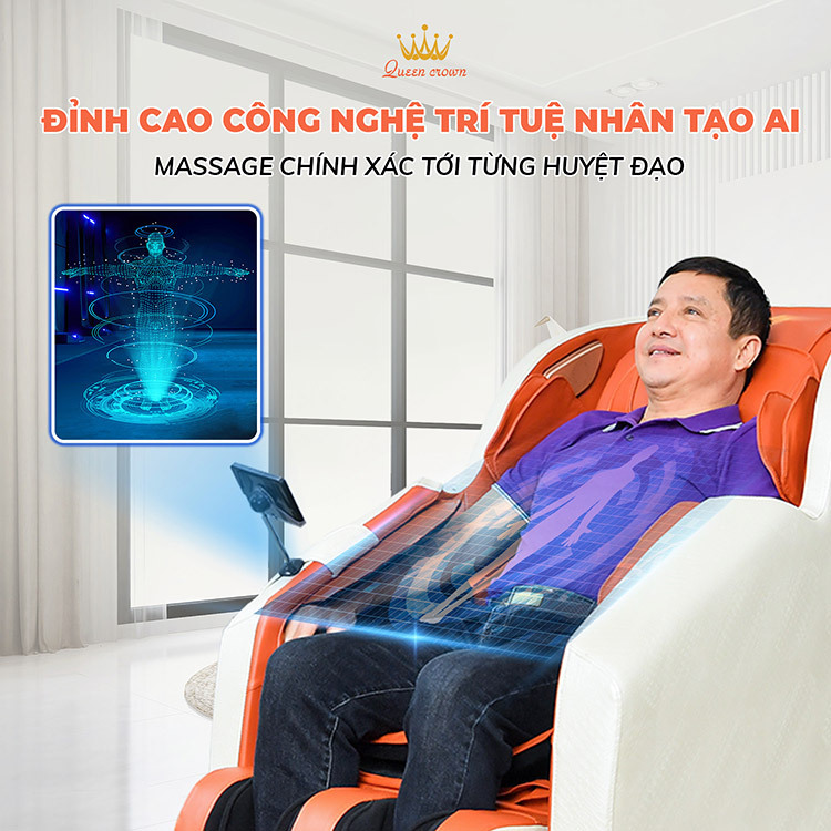 Ghế massage Queen Crown QC LX3 ECO ứng dụng trí tuệ nhân tạo AI