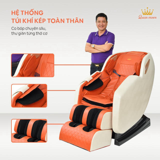 Ghế massage Queen Crown QC LX3 Plus trang bị túi khí kép toàn thân