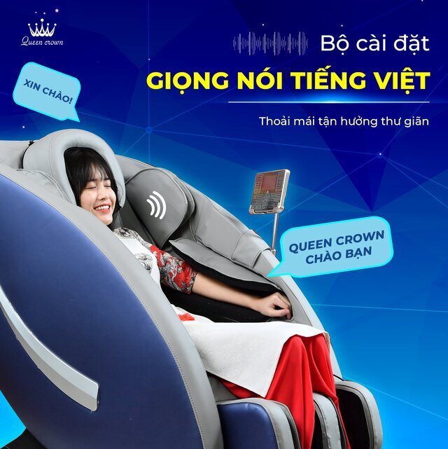 Ghế massage Queen Crown QC LX888 Plus ứng dụng công nghệ điều khiển giọng nói