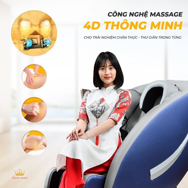 Ghế massage Queen Crown QC LX888 Plus ứng dụng công nghệ massage 4D