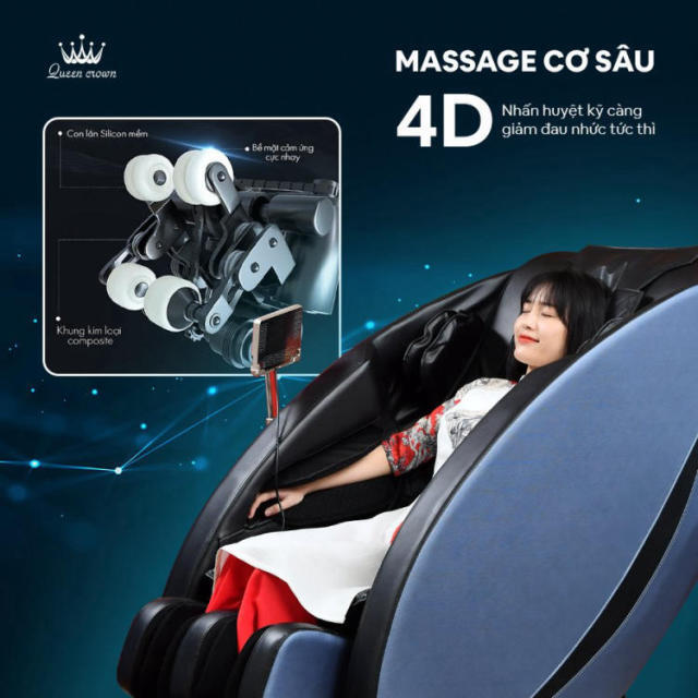 Ghế massage Queen Crown QC7 Plus ứng dụng công nghệ massage 4D