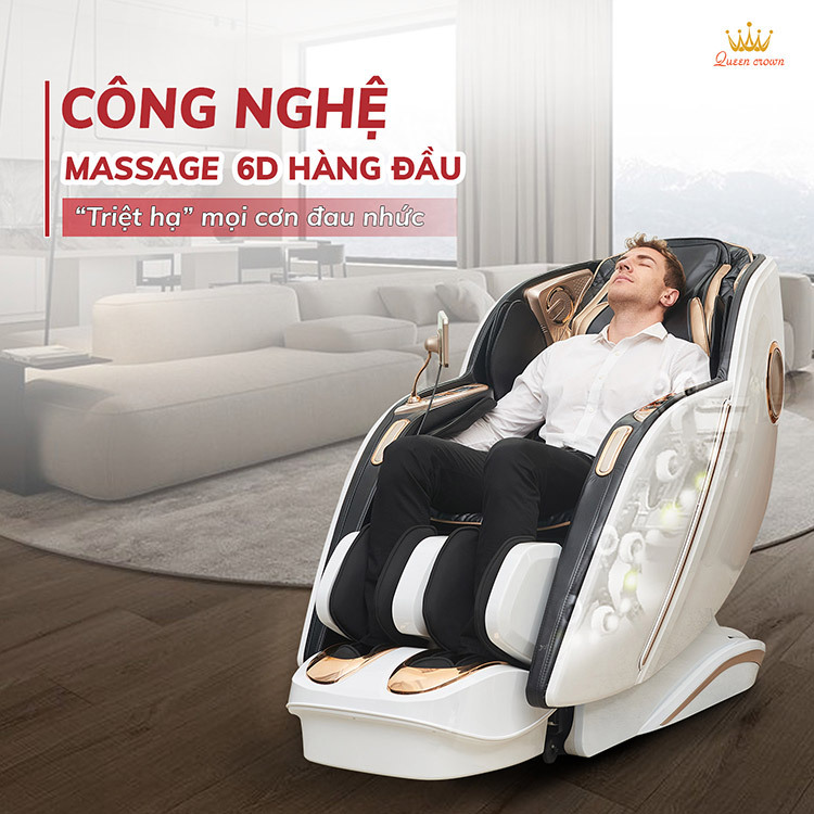 Ghế massage Queen Crown Smart A8 ứng dụng công nghệ 6d