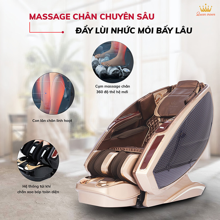 Ghế massage Queen Crown QC Smart One massage chân chuyên sâu