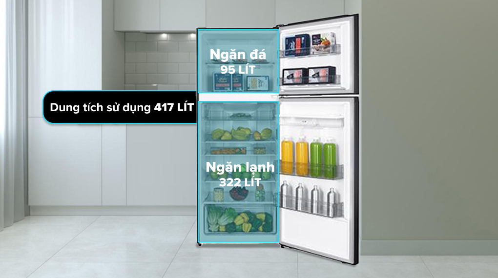 Tủ lạnh Sharp Inverter 417 lít SJ-X417WD-DG - Dung tích sử dụng