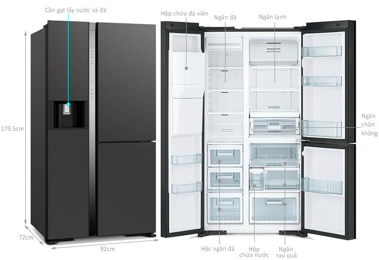 Kích thước tủ lạnh Hitachi R-MX800GVGV0 (GMG)