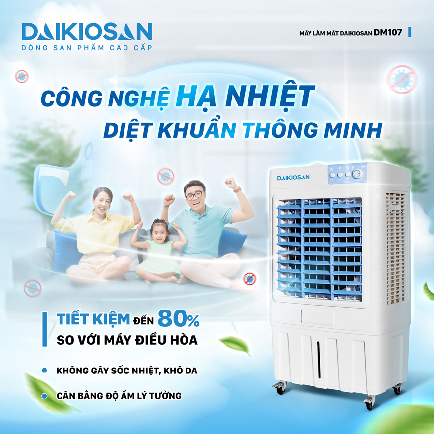 Quạt điều hòa Daikiosan DM108 hạ nhiệt, khử mùi hiệu quả
