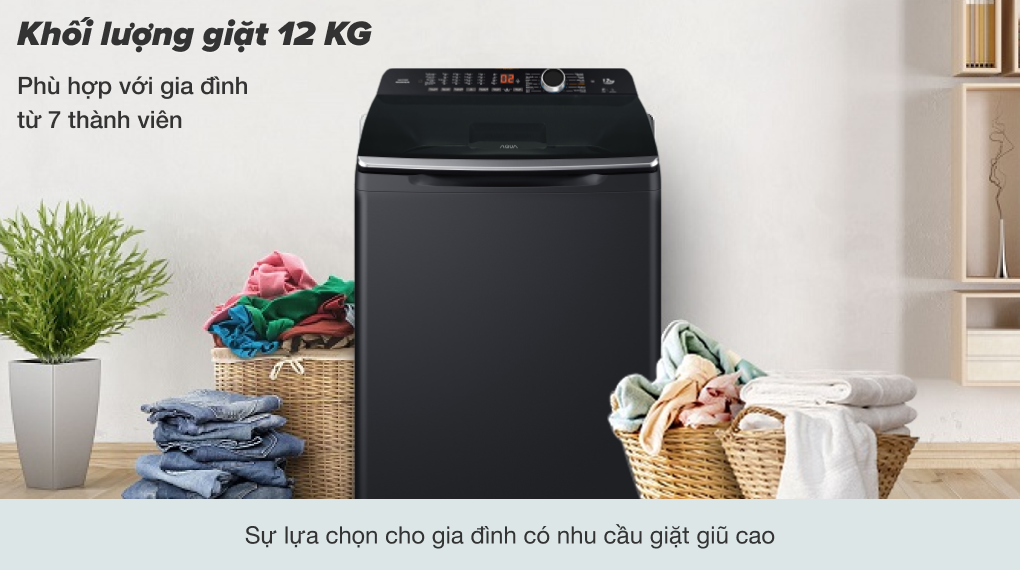 Máy giặt Aqua 12 kg AQW-FR120HT BK - khối lượng