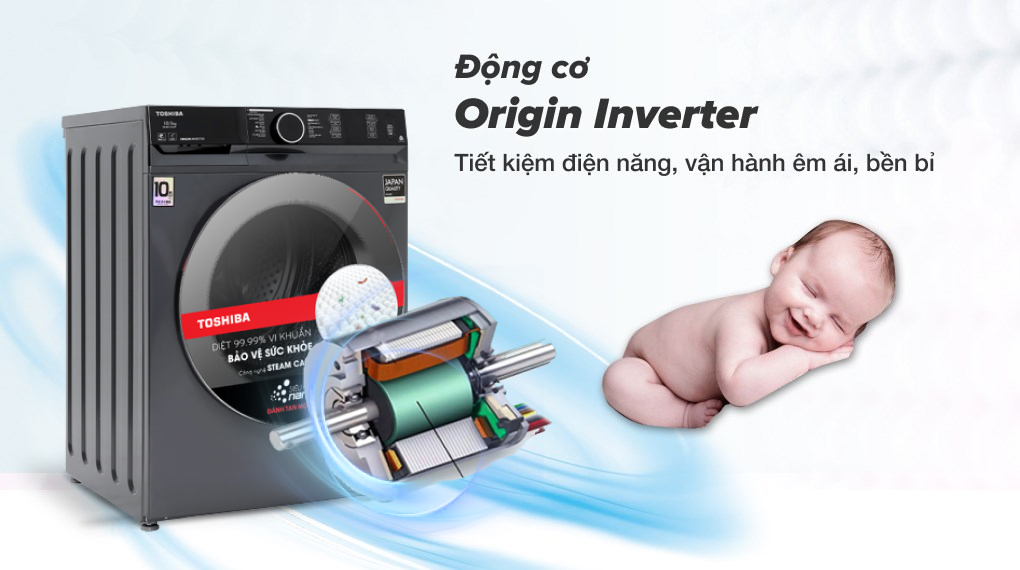 Máy giặt Toshiba Inverter 10.5 Kg TW-BK115G4V (MG) - Công nghệ Inverter