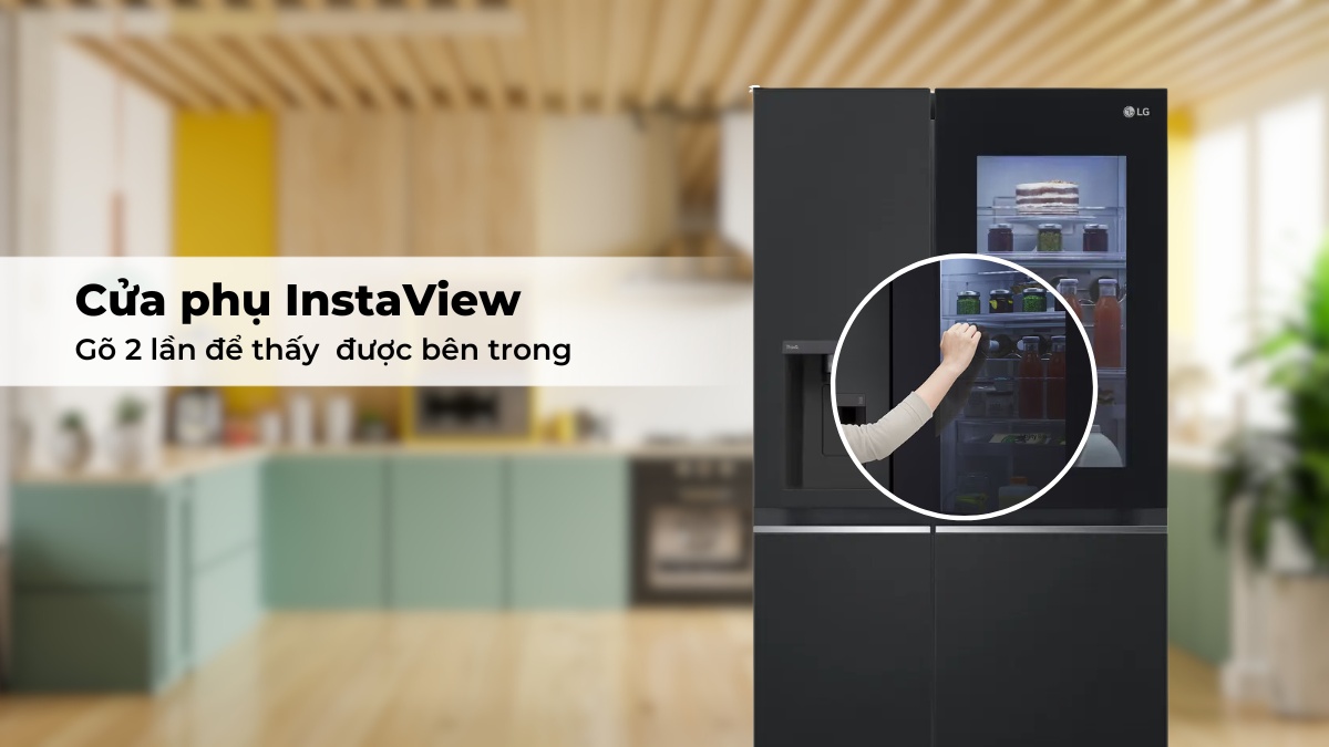 Gõ 2 lần vào cửa phụ Instaview để thấy rõ bên trong tủ