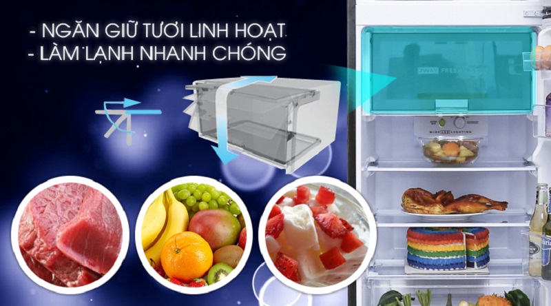 Tủ lạnh Sharp Inverter 224 lít SJ-X251E-DS có ngăn giữ tươi linh hoạt